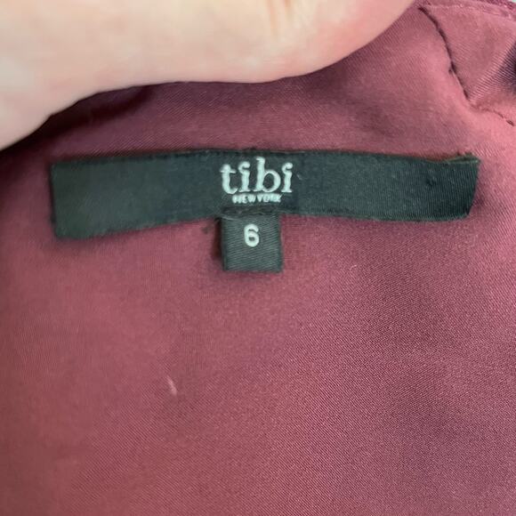 Tibi Maroon Knit Virgin Wool Short Sleeve V-Neck Peplum Mini Sheath Dress 6/SM - Picture 3 of 14